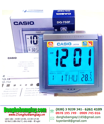 Casio DQ-750-2DF, Đồng hồ xem giờ và cài đặt báo thức Casio DQ-750-2DF hiển thị Thứ, Ngày, Tháng và đo nhiệt độ /Bảo hành 01 năm